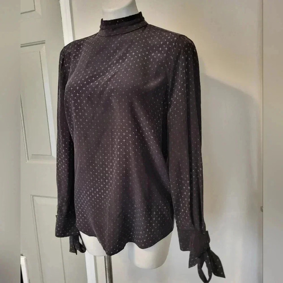 Equipment Femme Aurora Highneck Shooting Stars Classic Chic Style Silk Blouse XS - Picture 2 of 11